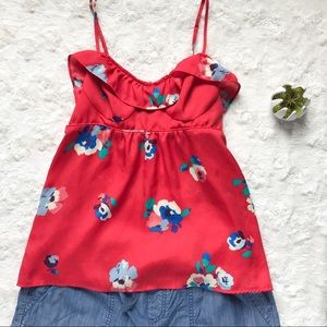 {American Eagle} Red Floral Tank